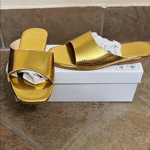 Elegant Gold Slide Sandals